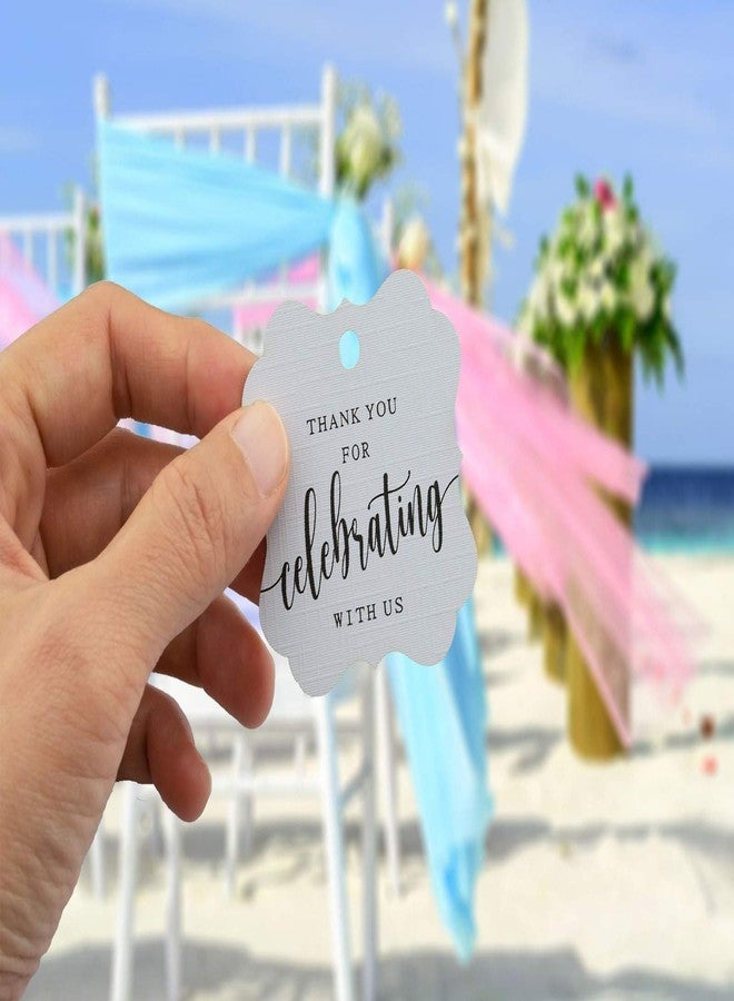 Summer-Ray.com Summer-Ray 50pcs Elegant Square Thank You for Celebrating with Us Favor Tags Wedding Gift Tags (White) - Image 3